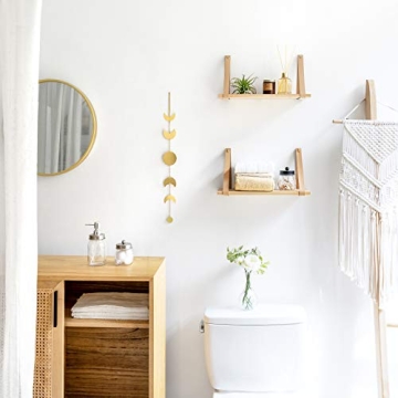 Modern Mkono Hanging Wooden Wall Shelves - Set of 2