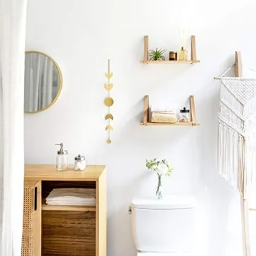 Modern Mkono Hanging Wooden Wall Shelves - Set of 2