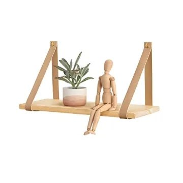 Modern Mkono Hanging Wooden Wall Shelves - Set of 2