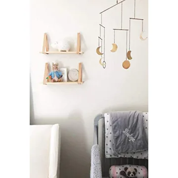 Modern Mkono Hanging Wooden Wall Shelves - Set of 2