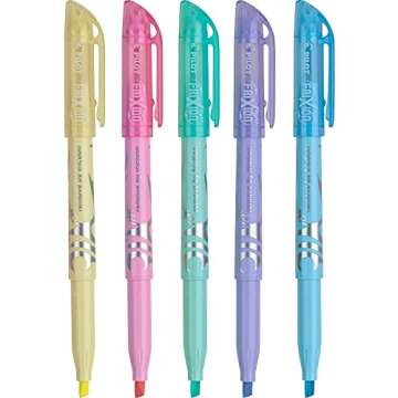 Pilot 46543 FriXion Light Pastel Collection Erasable Highlighters, Assorted, 5/Pack