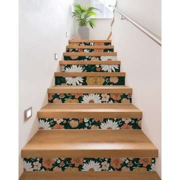 HAOKHOME Floral Peel and Stick Wallpaper Boho Wall Paper Vintage Removable for Bedroom Contact Paper Green/Terracotta 17.7in x 9.8ft