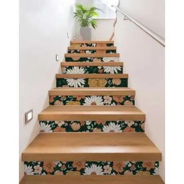 HAOKHOME Floral Peel and Stick Wallpaper Boho Wall Paper Vintage Removable for Bedroom Contact Paper Green/Terracotta 17.7in x 9.8ft