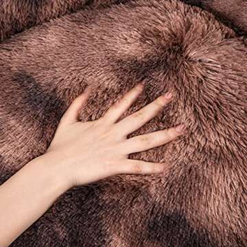 Oval Calming Donut Cuddler Dog Bed,Shag Faux Fur Cat Bed Washable Round Pillow Pet Bed(30"/36"/43") for Small Medium Dogs (L(30"x24"x7"), Brown2021)