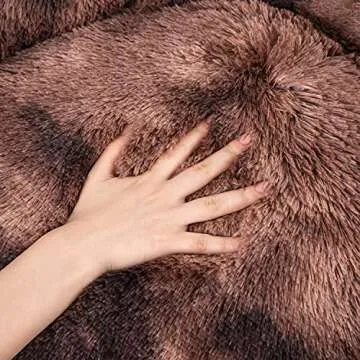 Oval Calming Donut Cuddler Dog Bed,Shag Faux Fur Cat Bed Washable Round Pillow Pet Bed(30"/36"/43") for Small Medium Dogs (L(30"x24"x7"), Brown2021)