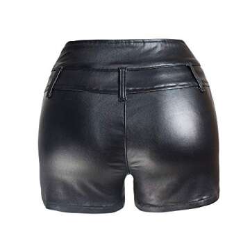 NASUN Women's Faux Leather Shorts - High Waist & Stretchy Disco Style