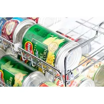 Che'mar Can Organizer for Pantry - Stackable Can Rack for 36 Cans, Canned Food Storage, Pantry Shelf, Kitchen Cabinet or Countertop. (Chrome)