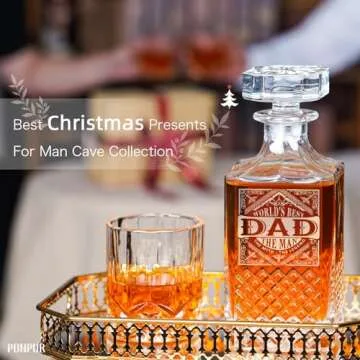 PONPUR Gifts for Men Dad, Whiskey Decanter Set with 2 Glasses with Wooden Box, Unique Dad Birthday Gift from Daughter Son, Best Dad Father Husband Presents for Anniversary Christmas
