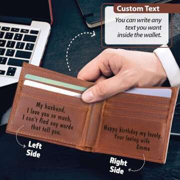 Personalized Wallet for Men, Custom Wallets for Men, Birthday Gifts for Men, Customized Monogram Wallet for Men, Son, Grandpa, and Boyfriend, Wedding, Anniversary, Graduate