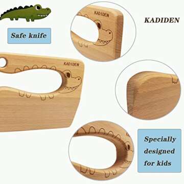 Kasiden Wooden Kids Knife for Cooking,Kid Safe Knives,Kitchen Toy,Chopper,Vegetable and Fruit Cutter (For 2-8 Years Old)