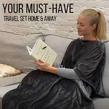 KULULU Travel Blanket and Pillow Set for Cozy Journeys