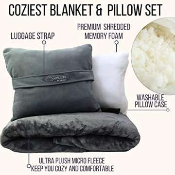 KULULU Travel Blanket and Pillow Set for Cozy Journeys