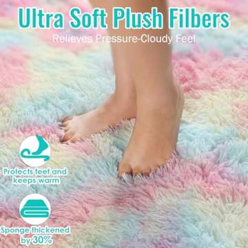 PAGISOFE Fluffy Soft Rainbow Area Rug for Kids