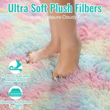 PAGISOFE Fluffy Soft Rainbow Area Rug for Kids