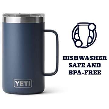 YETI Rambler 24 oz Mug, Vacuum Insulated, Stainless Steel with MagSlider Lid, Navy