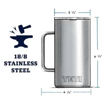 YETI Rambler 24 oz Mug, Vacuum Insulated, Stainless Steel with MagSlider Lid, Navy