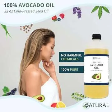 Zatural 100% Avocado Oil Pure Natural without Additives, Clean, Cold Pressed, Non-GMO, Vegan: For Cooking, Frying, Baking and for Sauces, Dressings, Marinades, Salads (32 Ounce)