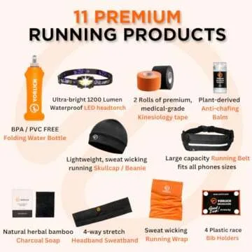 Vorlich® Running Gift Box – 11 Essential Items for Runners for Runners Female & Men – Includes ...