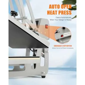 CREWORKS Auto Open Heat Press Machine, 16"x20" Clamshell Heat Press with Slide Out Base, 1600W Digital Sublimation Printer for T Shirts Bags Mouse Pads More, Heat Transfer Machine for Gifts Business
