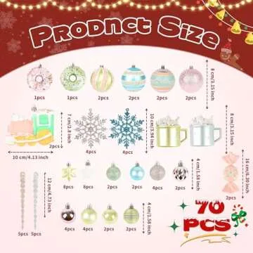 Fruasio 70PCS Colorful Candy Ornament Set for Christmas Tree, Shiny Brite Pastel Decorations Including Donuts, Candy, Mugs, and More for Candyland, Party, Christmas, Weddings, and Home Décor