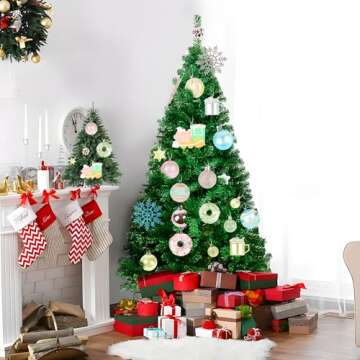 Fruasio 70PCS Colorful Candy Ornament Set for Christmas Tree, Shiny Brite Pastel Decorations Including Donuts, Candy, Mugs, and More for Candyland, Party, Christmas, Weddings, and Home Décor