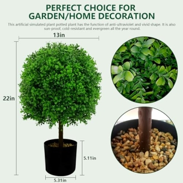 UNADRA Faux Boxwood Topiary Set for Indoor Outdoor Decor