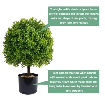 UNADRA Faux Boxwood Topiary Set for Indoor Outdoor Decor