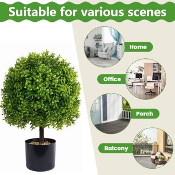 UNADRA Faux Boxwood Topiary Set for Indoor Outdoor Decor