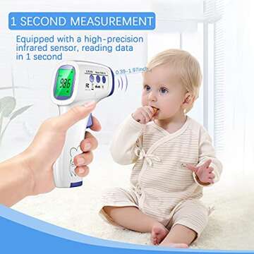 LPOW Thermometer for Adults, Non Contact Infrared Digital Thermometer for Fever, Body and Surface Thermometer 2 in 1 Dual Mode White