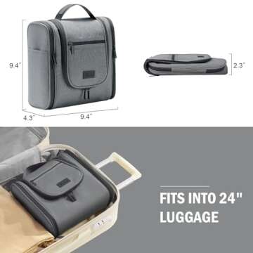 WOOMADA Toiletry Bag for Women,Makeup Bag with Metal Hanging Hook, 8 Organizer Compartments with PVC Pocket, Full Sized Makeup Organizer Bag for Toiletries, Cosmetics, Makeup, Brushes(grey2)