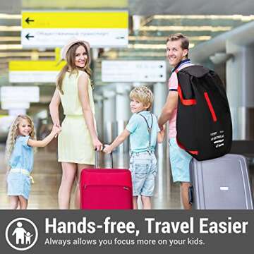ProFaster Car Seat Travel Bag Backpack for Air Travel - Karfast Universal Infant Carseat Gate Check Bag Cover for Airplane, Foldable with Pouch, Black