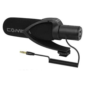 Comica CVM-V30 PRO Camera Microphone Super-Cardioid Directional Condenser Shotgun Video Microphone for Canon Nikon Sony Panasonic DSLR Cameras and for Smartphones, Wind Muff with LyxPro Boompole