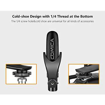 Comica CVM-V30 PRO Camera Microphone Super-Cardioid Directional Condenser Shotgun Video Microphone for Canon Nikon Sony Panasonic DSLR Cameras and for Smartphones, Wind Muff with LyxPro Boompole