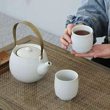 TEANAGOO Japanese Tea Cups, Chinese Tea Cup, 7.2Oz / 205 Ml, Ceramic Tea Cups for Adults, Ceramic Cups no Handles, Japanese Cups, Asian Tea Cups Matcha Cup, Lt.Green, 4 Pcs/Box, H8