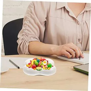 FELTECHELECTR Ceramic Teacup Tray and Multi Function Dry Fruit Tray Household Candy Tray for Snacks Divided Serving and Fruit Basket Elegant Snack Supply for Home Use