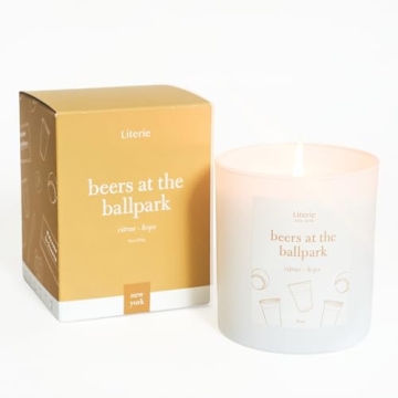 Literie NYC Inspired Scented Candle: Beers at The Ballpark - Citrus & Hops Scent, 9oz, 50 Hour Burn,...