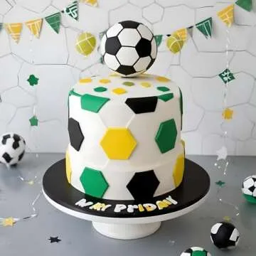 4 Pack Soccer Cookie Cutter Set, White Pentagon Cookie Cutter Assorted Sizes Football Hexagon & Pentagon Mold Soccer Biscuit Fondant Cutters for Cupcake Sandwiches Birthday Cake Decorating Tools