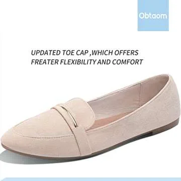 Obtaom Women's Pointy Toe Loafer Flats Comfortable Slip On