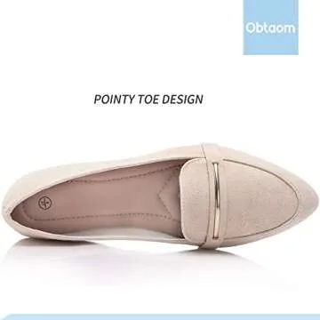 Obtaom Women's Pointy Toe Loafer Flats Comfortable Slip On