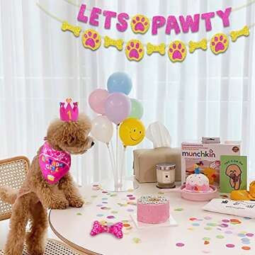 IDOLPET Dog Birthday Boy Bandana Hat Toy Set Pet Happy Birthday Party Supplies Triangle Bibs with Cu...