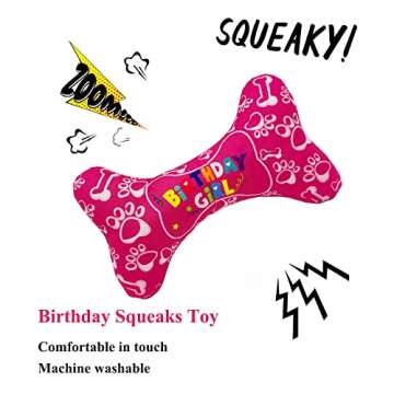 IDOLPET Dog Birthday Boy Bandana Hat Toy Set Pet Happy Birthday Party Supplies Triangle Bibs with Cute Bone Dog Birthday Scarf Accessories and Decoration for Doggy Large Dog - (Small Pink)