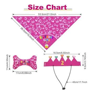 IDOLPET Dog Birthday Boy Bandana Hat Toy Set Pet Happy Birthday Party Supplies Triangle Bibs with Cute Bone Dog Birthday Scarf Accessories and Decoration for Doggy Large Dog - (Small Pink)
