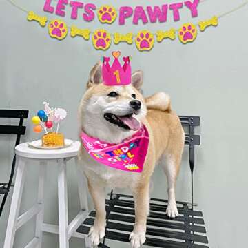 IDOLPET Dog Birthday Boy Bandana Hat Toy Set Pet Happy Birthday Party Supplies Triangle Bibs with Cute Bone Dog Birthday Scarf Accessories and Decoration for Doggy Large Dog - (Small Pink)