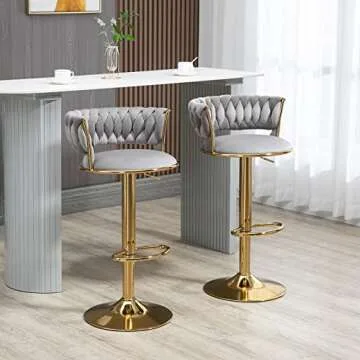 Deolme Swivel Velvet Bar Stools Set of 3 Adjustable Height