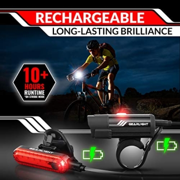 GearLight S400 Rechargeable Bike Light Set for Safety