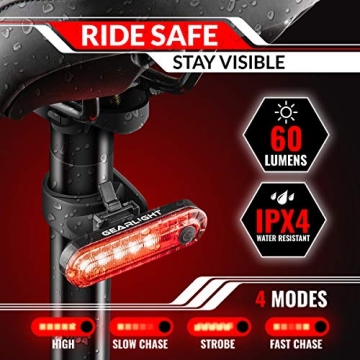 GearLight S400 Rechargeable Bike Light Set for Safety