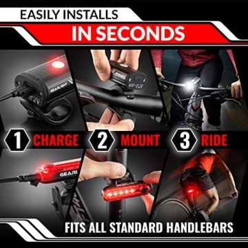 GearLight S400 Rechargeable Bike Light Set for Safety