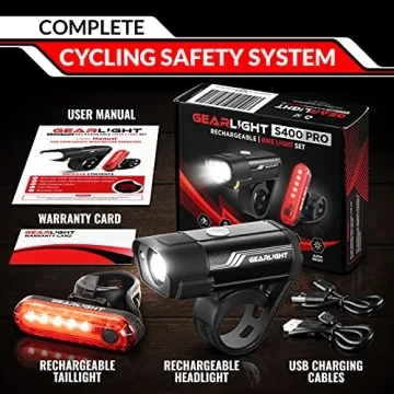 GearLight S400 Rechargeable Bike Light Set for Safety