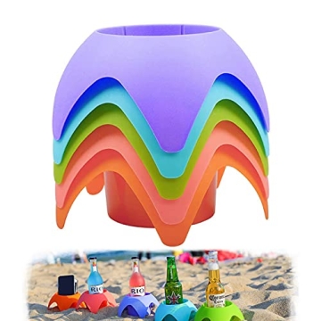 5-Pack Multicolor Beach Cup Holders Sand-Free Essential Gear