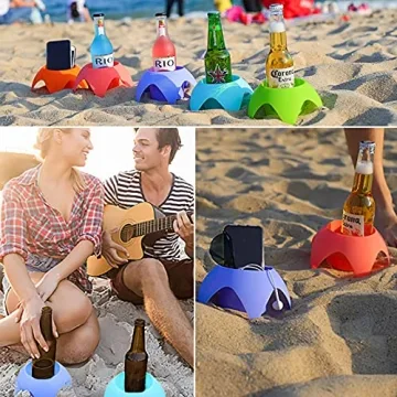 5-Pack Multicolor Beach Cup Holders Sand-Free Essential Gear